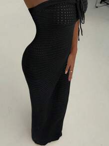 Aloruh Gehäkeltes romantisches Sommer-Urlaubs-Enges handgefertigtes gehäkeltes Röhrenkleid für Frauen, Frühling/Sommer