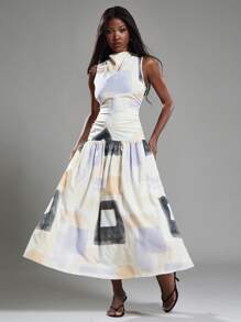 NYA SZN 无袖高领低腰早午餐特殊场合约会生日毕业礼服婚礼宾客新娘派对度假春夏长裙女装 - 彩色 - 查看 4