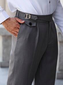 Manfinity Bizformal Men's Casual Commuter Solid Color Tapered Suit Pants - Grey - View 5