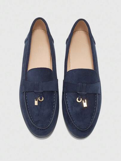 CUCCOO BIZCHIC Women's Fashion Blue Suede Comfortable Casual Loafers, Flat Slip-On Shoes Suitable For Outdoor, Commuting, Work And Daily Wear For Christmas