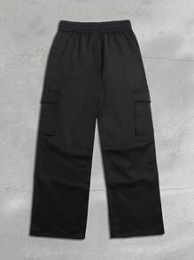 Manfinity Roughcore Men's Solid Color Drawstring Waist Multi-Pocket Casual Cargo Pants, Fall