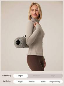 GLOWMODE Chaqueta con forro polar FeatherFit™-Slim-It para mantener el calor, ajuste ceñido con ojales para los pulgares, para otoño, invierno, yoga y uso diario casual