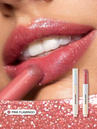 Pout-Perfect Shimmer Lip Plumper-Pink Flamingo Moisturising Plumping Shimmer Solid Lip Gloss Non-Stick Shimmer Nourishing Lip Plumping Serum Coconut Oil Lipstick Lip Cosmetics Graduation Birthday Holiday Summer Fall Autumn Y2K Fancy Fashion Women Makeup Cosmetic Party Beach Travel Camping Outdoors School Campus Trip Festivals Decor Gift Present Rose Girl Cosplay Best Color Charm Vibe