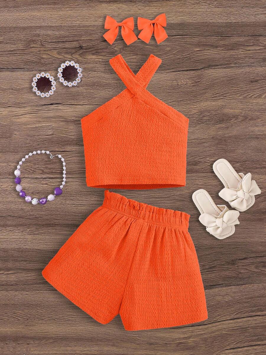 shein-2pcs-young-girl-knitted-solid-color-sleeveless-top-and-shorts-set