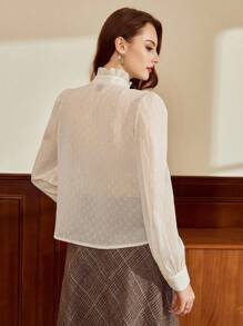 Vintamour 复古优雅女式衬衫 荷叶边领结袖口长袖休闲工作衬衫 秋季女装 返校节冬季女式秋季衬衫 办公室服装 女式秋季女式秋季上衣 女式冬季秋季女式衬衫 冬季女式服装 长袖衬衫 秋季服装 秋季女式上衣 小屋生日女式圣诞衬衫 工作女式衬衫 返校服装 可爱上衣 女士教师秋装 - 杏色 - 查看 5