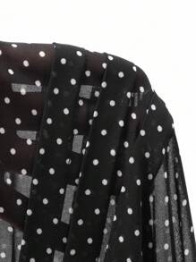 Dazy Kids Young Girl Polka Dot Print Ruffle Hem Sleeveless Dress - Black - View 10
