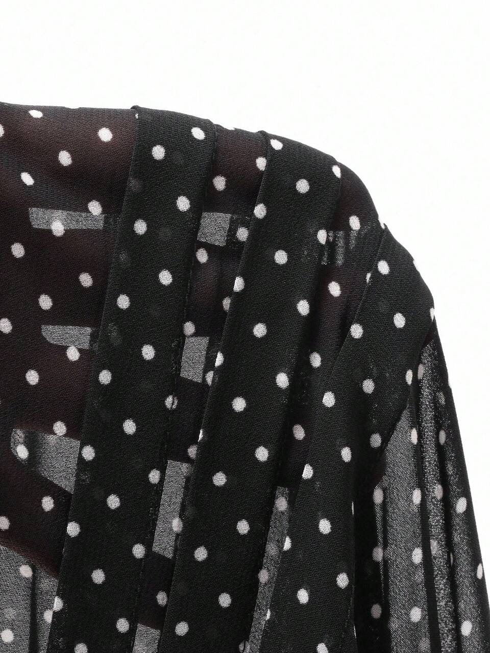 Young Girl Polka Dot Print Ruffle Hem Sleeveless Dress
