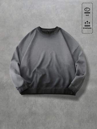 Street Life Men's Ombre Washed Pullover Sweatshirt, Loose Cropped Style