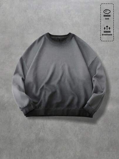 Street Life Men's Ombre Washed Pullover Sweatshirt, Loose Cropped Style