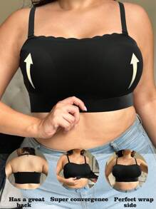 SHEIN Sujetador de tubo de unicolor con cierre delantero en talla grande