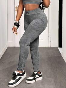 BamGleam Women's Casual Versatile Tie-Dye High Waist Leggings Fall Cloth For Women - Grey - View 6