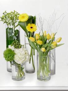 10/15/20 Cm High Glass Vases Cylinder Vase Tulip Vase For Table Decoration 1 Pack Vase Tall Glass Cylinder- Glasses For Candles, Flowers, Pebbles, Shells, Beads & Lantern Glass - Transparent Glass Vase Cylinder - Vases Wedding Table