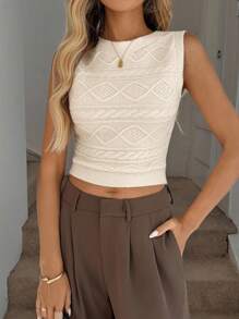 Easowa Women's Casual Vacation Elegant Knit Top With Round Neck, Bowknot Back, And Textured Knit Pattern Tie Up Top Bow Top Cream Top Beige Top Knitted Top Winter Outfits For Women - Apricot - View 3