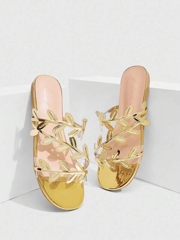 CUCCOO SZL Women's Fashionable Gold Flat Sandals