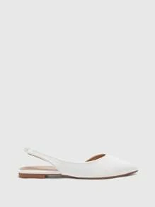 CUCCOO BIZCHIC Women's Fashion Pointed Toe Flat White Backless Slip-On Shoes, Minimalist Design, Versatile For Commuting And Daily Wear For Christmas - White - View 8