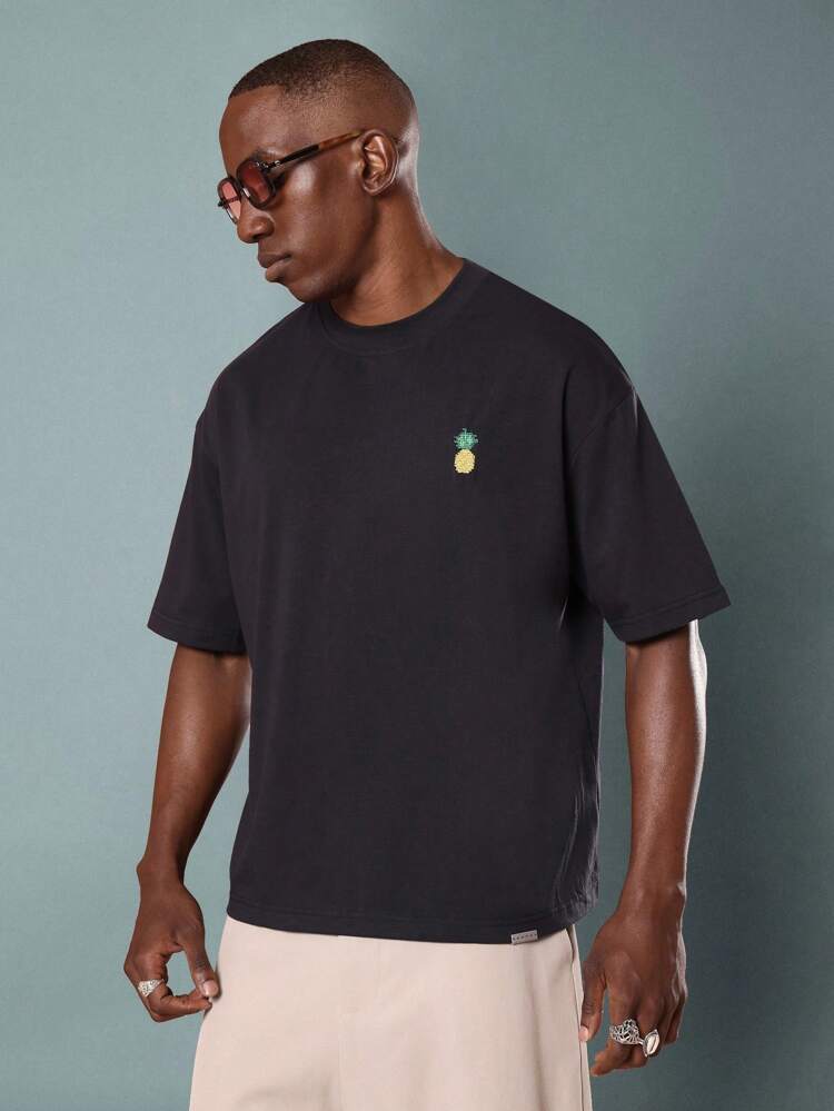 Cross Stitch T Shirt With Floral Pineapple Design