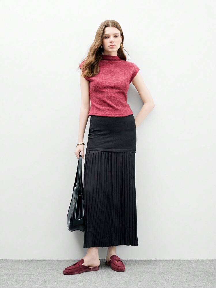 CUCCOO BIZCHIC Burgundy Velvet Slip-On Flats, Comfortable Casual Mule Shoes Suitable For Commuting, Outdoor, Shopping, Work, Daily Wear, Versatile For Christmas Spring Shoes