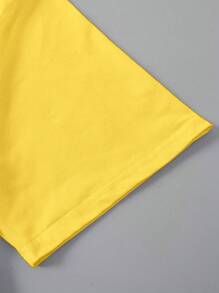 EMERY ROSE Camiseta casual de manga corta con estampado de lema y gráfico de LOS ANGELES para mujer - Amarillo - Ver 4