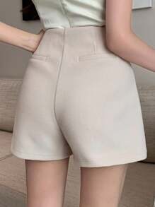 DAZY Women's Solid Color Straight Leg Shorts, Autumn - Apricot - View 2