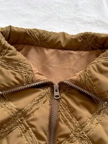Soleia Manteau sans manches zippé décontracté pour femmes, en tissu texturé, pour l'automne/l'hiver - Nude - Voir 6