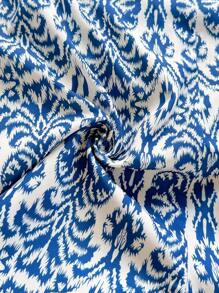 Soleia 女士度假蓝白花卉图案露背系带腰部镂空宽松连体裤，适合度假、约会、下午茶、西部风、游轮、海滩、海岛、公路旅行、四季、音乐节、波西米亚风度假 - 藍白色 - 查看 5