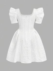 Vestido Manga Burbuja Cuello Cuadrado Verano Vestido Floral Floerns Manga Burbuja - Corto Y Acampanado Para Vacaciones Ropa Mujer Estilo Boho