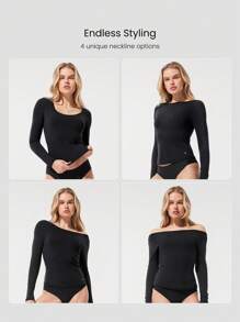 GLOWMODE Flow & Glow 柔软弹力轻盈修身双层双面圆领长袖上衣打底衫日常休闲装