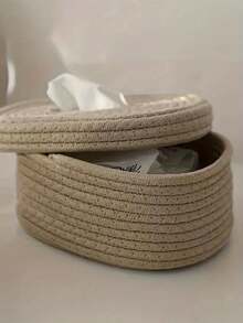 SHEIN One Rope Tissue Box, A Small Storage Box, An Oval Wet Wipe Box, A Mask Box And A Storage Basket Are Suitable For Bedrooms, Living Rooms, Dining Rooms And Offices - tissue box - View 4