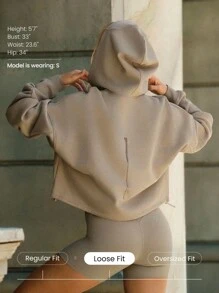 GLOWMODE X Harry Potter Everyday Fleece Lumos Light Spell Soft Warm Lightweight Adjustable Drawstring Relaxed Fit Cropped Hoodie Sweatshirt Daily Casual Wear Fall Winter - Khaki - View 2