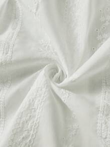 Rusticease 休闲度假纯色刺绣插肩袖衬衫 - 白色 - 查看 5