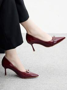 CUCCOO BIZCHIC 尖头细高跟鞋高跟酒红色性感派对优雅户外办公室女士高跟鞋 - 酒紅色 - 查看 3