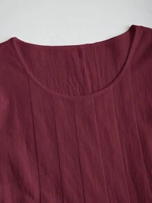 EMERY ROSE Plus Size Women Summer Casual Solid Color Short Sleeve Dress,Summer Dresses For Women,Dresses Casual - Burgundy - View 5