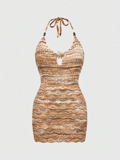 Robe pull femme décor métallique hippie coloré dégradé soleil et lune style Y2K