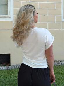 Jeta Ari Camiseta de manga murciélago de cuello redondo - Blanco - Ver 2