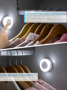1 pieza Luz nocturna LED regulable con toque - Blanco cálido suave y brillo ajustable de luz de día, adecuado para iluminación decorativa en dormitorio, pasillo, baño, sala de estar, armario, diseño compacto, fácil de instalar, luz portátil de gabinete con carga USB