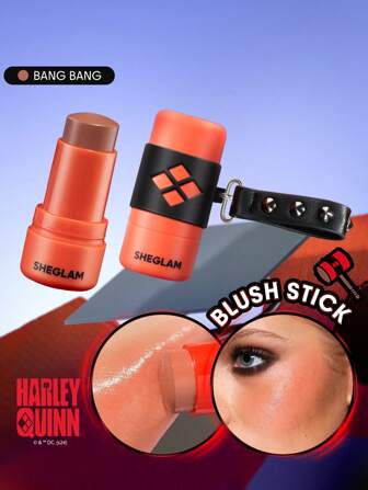 Harley Quinn X SHEGLAM أحمر خدود Mischief Mallet Blush Stick-Bang Bang Watery Blush Stick Glow Natural Pigment غير دهني قابل للمزج حمره علامة تجارية جمال مكياج مستحضرات تجميل للنساء الفتيات مثالي لفصل الشتاء مثالي ل- Y2K أزياء أنيقة هدية حفلة جاهز أفضل لون