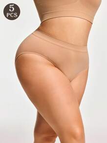 Shapelle Forme 5 Stücke/Set große Größen nahtlose Unterwäsche mit hoher Taille und Einfarbig