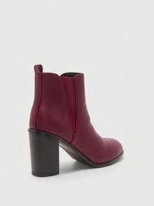 CUCCOO BIZCHIC Women's Fashion Versatile Minimalist High Heel Ankle Boots - Burgundy - View 8
