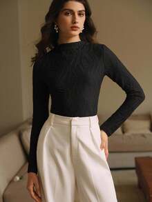 Anewsta Camiseta justa e elegante para mulheres que se deslocam diariamente - Preto - Ver 4