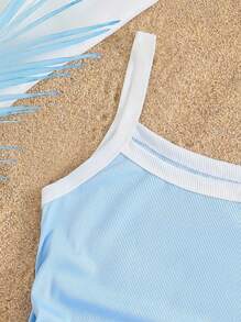 SHEIN 青少年女孩休闲时尚百搭简约撞色吊带背心