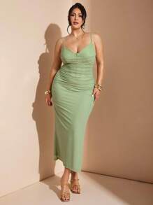 SHEIN BAE Nowa Plus Size Letnia Sukienka Camisole Slip, Elegancka Na Wakacje, Koncerty, Festiwale Muzyczne