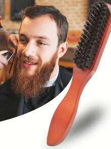 SHEIN 1/2 件套，油梳和发梳，纯色，男士油发胡须刷实木长柄胡须刷鬃毛清洁刷 - 彩色 - 查看 2