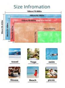 SHEIN 1Pc Extra Large Beach Towel, Oversized, Lightweight, Super Absorbent, Beach Blanket, Super Fine Fiber Beach Towel, Essential For Summer, Windproof, Sun Protection, Beach, Parties, Drying Travel, Camping, Beach Accessories, Holiday Gift Beach Essentials - Dark Green - View 6