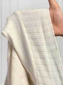 BamGleam 女士针织白色V领长袖罗纹迷你连衣裙，配方形金属纽扣