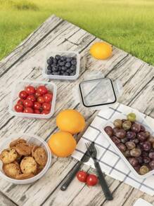 SHEIN 1 套 12 个食品储存容器/24 张贴纸和笔套装，冰箱和便当餐盒，含 24 张贴纸和笔