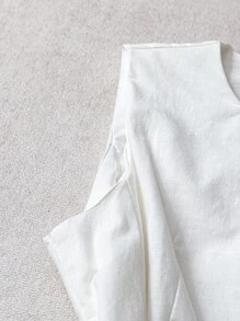 Franclia 2pcs/Set Casual Cotton Linen Vest And Pants Suit All White A E - White - View 4