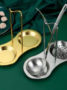 Titanium-Plated Multi-Color Stainless Steel Soup Spoon And Hot Pot Spoon Holder, Western Minimalist Kitchen Strainer Rack Organizer, Multi-Purpose Utensil Stand - Multicolor - View 2