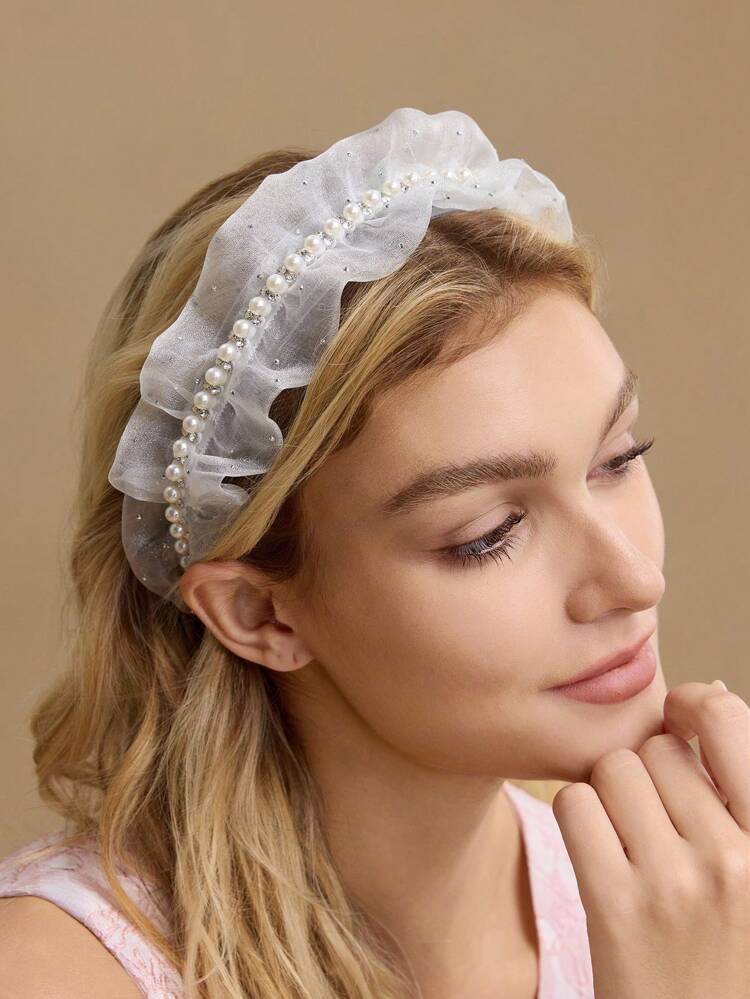 RHINESTONE & FAUX PEARL DETAIL HEADBAND