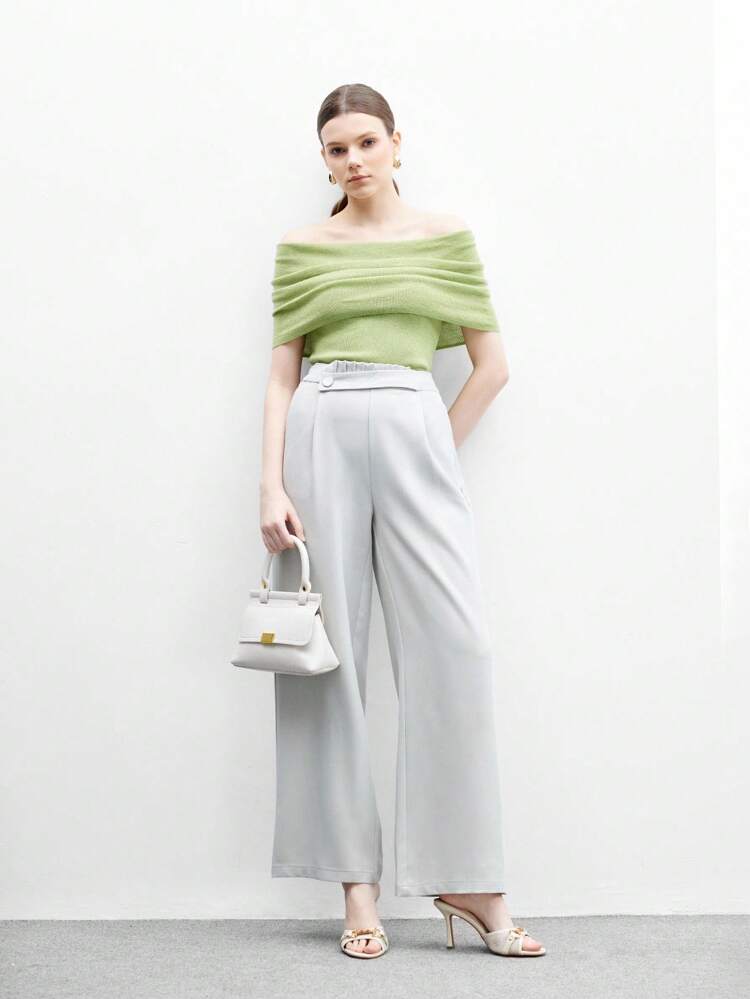 CUCCOO BIZCHIC Beige PU Leather Gold Metal Buckle Fashionable Comfortable Summer Elegant Round Toe Mule High Heel Sandals For Women For Christmas Spring Shoes Summer Shoes