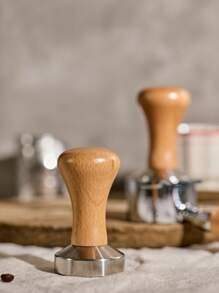 Cirelle 1Pc Coffee Tamper With Solid Wood Handle, Stainless Steel Espresso Press Tool For Coffee Powder, Barista Essential For Coffee Machines, Professional Coffee Accessories For Cafe, Home, Espresso, Easy Grip Flat Base, Gift For Coffee Lovers - dark wood - View 5